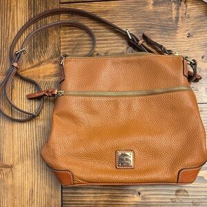 Dooney & Bourke Tan Pebble Leather Crossbody with Brass Hardware